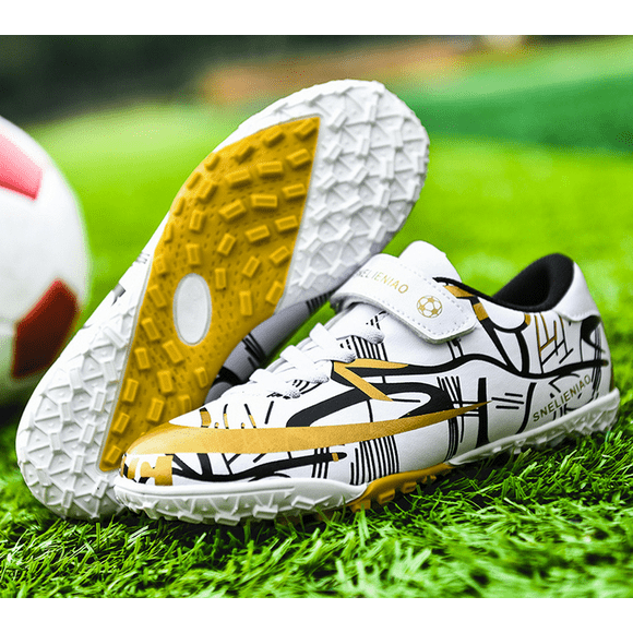Bottes de soccer pour Garçons et Filles Chaussures Enfants Ongles Cassés Sans Lacets Antidérapantes Sport Course Chaussures de soccer pour Femmes