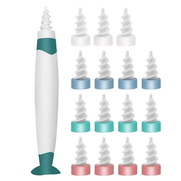 Earwax Remover-HONGFA Ear Wax Cleaner, Soft Silicone Spiral Earwax Remover Tool, Ear Spiral Cleaner with 16 Replacement Tips for Adults and Kids (Green)