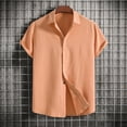 thumbnail image 2 of Diufon Linen Shirts for Men Casual Button Down Short Sleeve V Neck Tee Textured Summer Beach Vacation Shirts, 2 of 3
