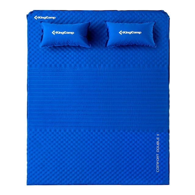 KingCamp Double Self Inflating Camping Sleeping Pad Mat w/ 2 Pillows, Blue