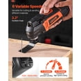 thumbnail image 3 of VEVOR Multitool Oscillating Tool, 4Amps Electric Oscillating Multi Tool Corded with 6 Variable Speeds 7000 - 19000 OPM, 3.2° Oscillating Angle, 13PCS Saw Accessories, LED Work Light & Tool Bag, 3 of 9