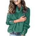 thumbnail image 2 of Babysbule Chandails pour Femmes Liquidation Mode Col Roulé Uni pour Femmes Manches Longues Style Ample Tricot Hauts Blouse pour Dames, 2 of 8
