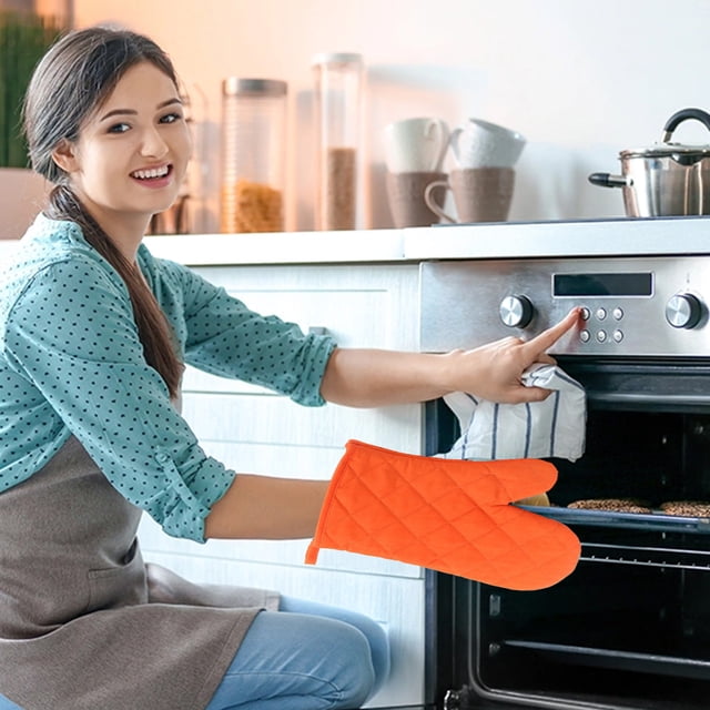 EGNMCR Kitchen Gadgets 1 PC Solid Color Quilted Microwave Non Scalding Heat Resistive High Temperature Non Slip Gloves Kitchen Oven Baking Special Suitable For Kitchen Restaurant Polyester mittens