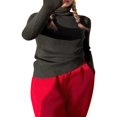 thumbnail image 1 of Hauts en Tricot Côtelé pour Femmes à Manches Longues, Col Roulé, Couleur Unie, Coupe Ajustée, 1 of 6