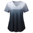 thumbnail image 1 of Haut de Sarrau à Col en V Dégradé pour Femmes, Extensible Doux, Résistant aux Plis, Uniforme Médical d'Infirmière avec 2 Poches, Confortable et Léger, Uniforme de Travail à Manches Courtes, Blouse Imprimée, Gris, 1 of 5