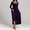thumbnail image 1 of Gspmoly Robes Décontractées pour Femmes, Robe Longue en Velours à Manches Longues et Col en V pour Femmes, Robe en Velours au Style Ajusté, Robe Formelle, Robes de Soirée pour Femmes, Articles en Liquidation, 1 of 4