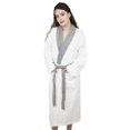 thumbnail image 2 of Women’s 100% Terry Cotton Bathrobe Toweling Gown Robe Two Tone, 2 of 9