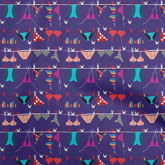 oneOone Rayon Purple Fabric Beach Wear Craft Projects Decor Fabric Printed By The Yard 56 Inch Wide