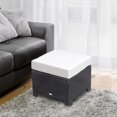 thumbnail image 2 of Outsunny Patio Rattan Ottoman w/ Cushion and Metal Frame for Garden, White, 2 of 10
