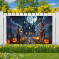 thumbnail image 4 of Spooky Scene Halloween Banner Gothic Theme Pumpkin Lantern Skeleton Design Cemetery Setting for Halloween Party Event Decor, 4 of 5