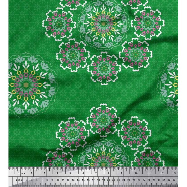 Soimoi Poly Georgette Fabric Mandala Decorative Fabric Prints by Yard 52 Inch Wide