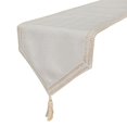 thumbnail image 1 of The HomeCentric Designer Ivory Grey Table Runner 8 - 10 Seater Table Runner (14 x 120 inch), Chevron Weave, Lace, Tassels, Linen fabric Table Linen, Geometric Pattern Modern Style - Eleganza, 1 of 9