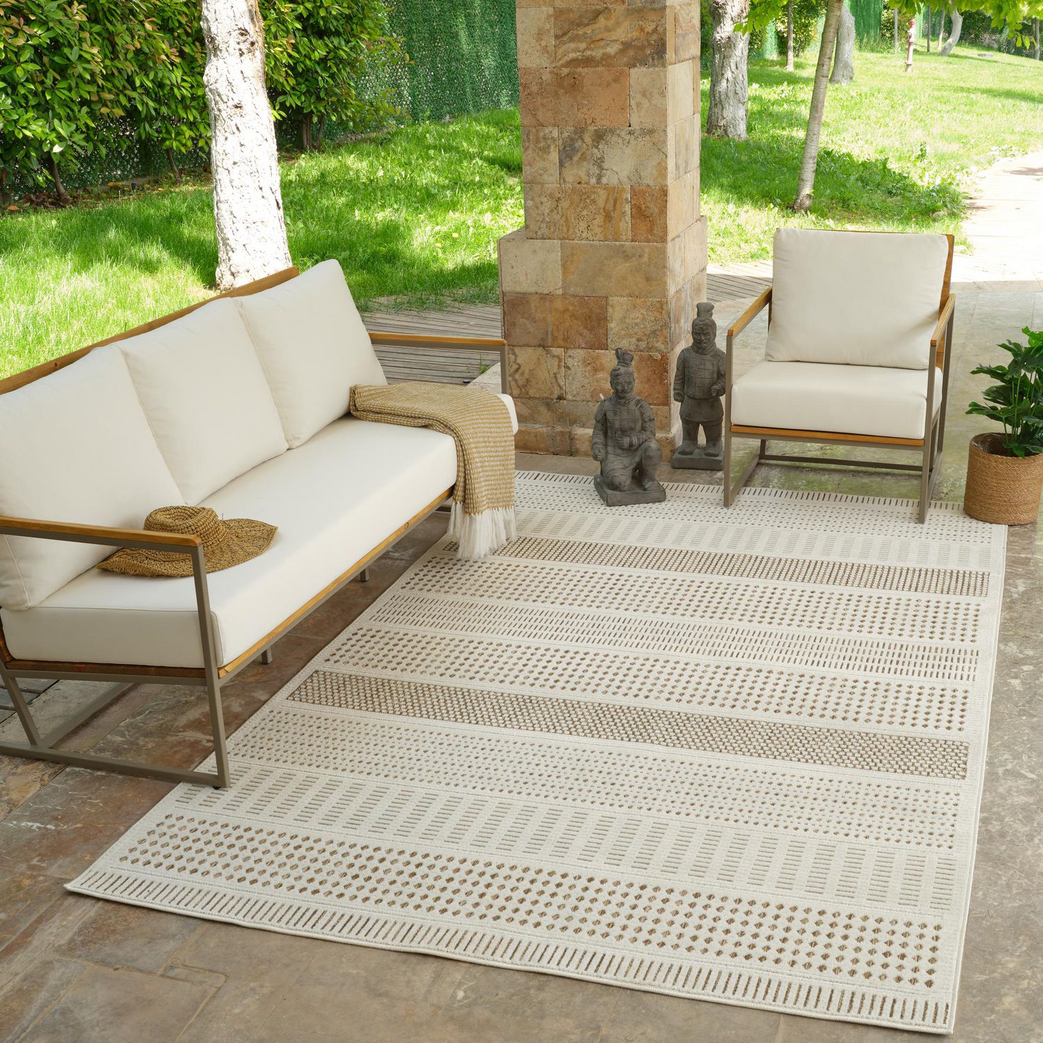 Rug Branch Maise Abstract Indoor Outdoor Area Rug, Beige Brown, Modern - Entryway, Hallway, Bathroom, and Kitchen