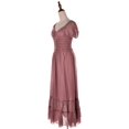thumbnail image 4 of Women Renaissance Peasant Maiden Boho Inspired Cap Sleeve Lace Trim Maxi Dress, Pink, Small, 4 of 5