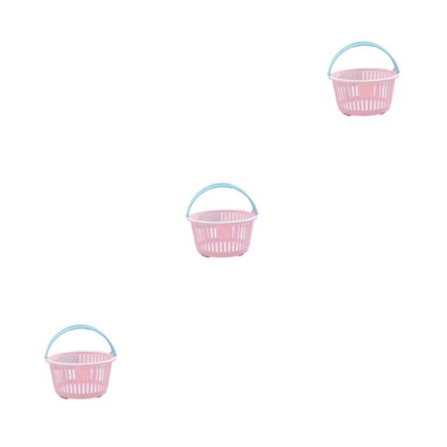 mmirethe Panier de Rangement Grande Capacité - pour Ranger Facilement Divers Articles et 3Set Circulaire Rose Clair