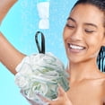 thumbnail image 3 of Fridja Large Bath Shower Loofah Sponge, 5.5 Inches Exfoliating Bath Sponge Soft Mesh Skin-friendly Shower Scrunchies Solid Color Bath Loofahs for Home, Hotel, Travel, Business Trip (Blue), 3 of 5
