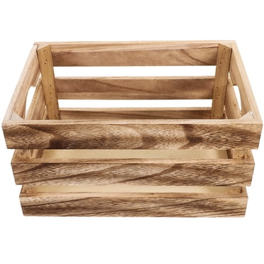 Milisten Wood Storage Basket Wooden Organizer Vintage Storage Box Large-capacity Wood Crate Basket