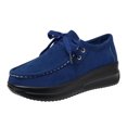 thumbnail image 1 of Running Shoes Women Round Toe Lace-Up Slip-On Thick Sole Wedge Heel Loafers Solid, 1 of 8