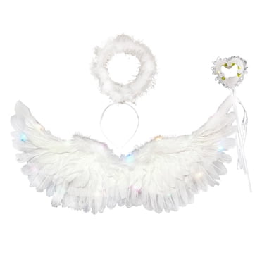 Angel Costumes for Girls Boys, Feather Angel Wings, Halloween Costume Parties, 65x35cm