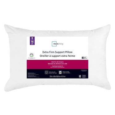 Mainstays Extra Firm Support Bed Pillow, King- Cotton Cover, Side Sleeper