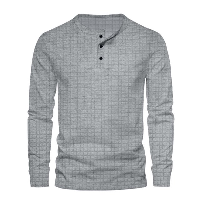zbxnLI Men's Crew Neck Sweatshirts Button T-Shirts Solid Color Casual Lightweight Pullover Sweatshirt Tops