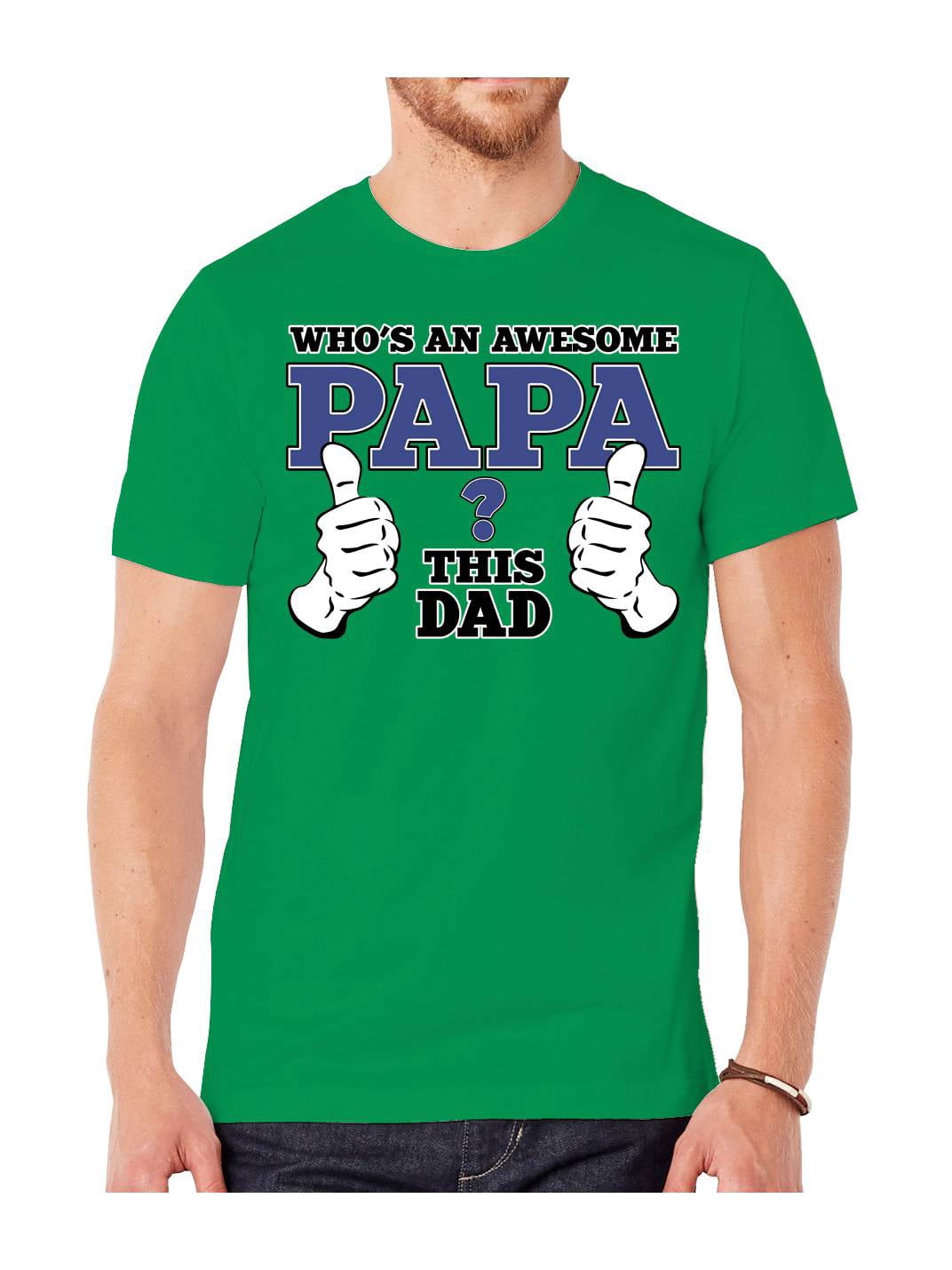 Mens "Who's An Awesome Papa" Short-Sleeve T-Shirts - Kelly - 3X-Large