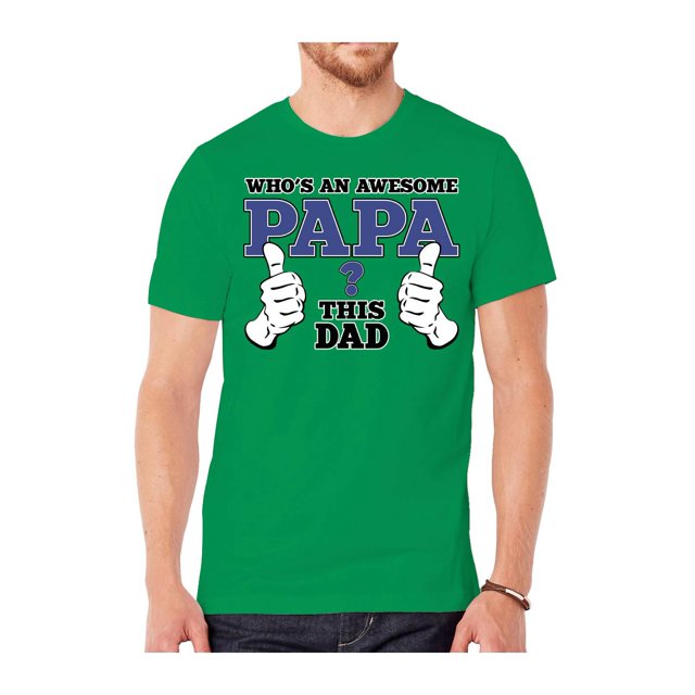 T-Shirts à Manches Courtes pour Hommes « Who's An Awesome Papa » - Kelly - Petit