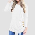 thumbnail image 2 of Timegard Womens Tops Crewneck Long Sleeve Button Solid Color Comfy Blouse Fall Dressy Casual Tunic Tops, 2 of 6