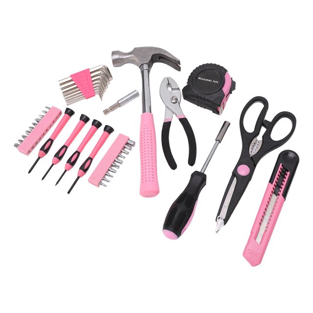 Household Repair Tool Set, 39 Pcs Easy To Operate Pink Repair Tool Kit Toughness For Home Use
