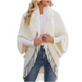thumbnail image 2 of Cardigans Surdimensionnés pour Femmes Manteau Cape Tricoté avec Col Châle à Franges Femmes Mode Automne 2023 en Liquidation, 2 of 6