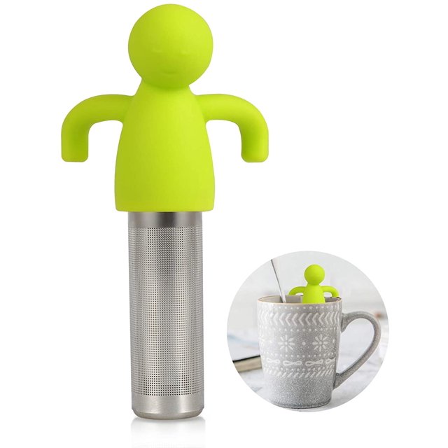 Tea Infuser for Loose Leaf Tea Cute Tea Strainer Ball Stainless Steel Extra Fine Mesh Tea Steeper Filter for Cup Mug Silicone Handle(Green)