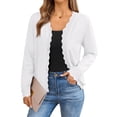 thumbnail image 2 of Women Cardigan Sweaters Long Sleeve Casual Light-Weight Button Down V-Neck Fall Sweater White L, 2 of 9