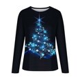 thumbnail image 4 of Jienlioq T-Shirts de Noël Grande Taille Mode pour Femmes à Col Rond à Manches Longues Imprimé Décontracté T-Shirt Blouse Hauts, 4 of 5