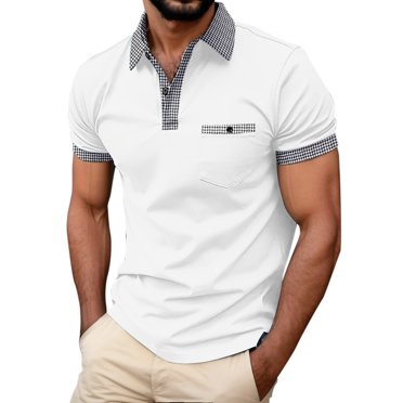BOBOGOJP Men Polo Shirt Short Sleeve Cotton Golf Shirts for Men Slim Fit Casual Tops (White,XXL)