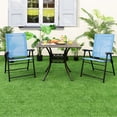 thumbnail image 3 of Gymax Set of 2 Patio Folding Chairs Outdoor Portable Pack Lawn Chairs w/ Armrests Blue, 3 of 7