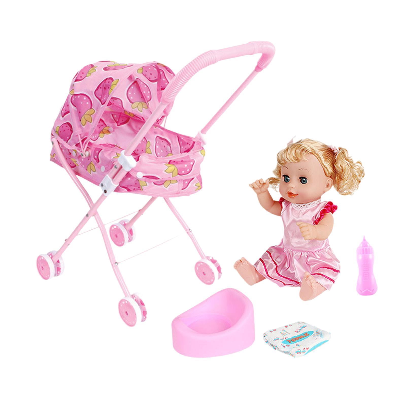 TISHITA Ensemble de 5 Pcs de Jouets Poupée Bébé avec Poupée Bébé pour Filles Enfants de 0 à 2 Ans Fraise