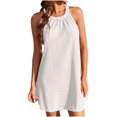 thumbnail image 2 of Pisexur Sans Manches Col Rond Genou-Haut Robe de Mode Femmes Jachère Sans Manches Gilet Couleur Unie Robes Creuses Femmes Blouses sur l'Autorisation, 2 of 5