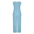 thumbnail image 4 of Womens Summer Pants Lightweight Womens Usual Loose Solid Spring and Summer Style Sleeveless Round- Neck Suits, 4 of 6