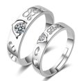 thumbnail image 1 of 2Pcs/set Men Women Couples Rings Wedding Party Crystal Wedding crystal rings Letters Cuff Ring Love Matching Jewelry, 1 of 8