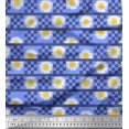 thumbnail image 1 of Soimoi Crepe Silk Fabric Stripe,Square & Daisy Floral Printed Craft Fabric by the Yard 42 Inch Wide, 1 of 1