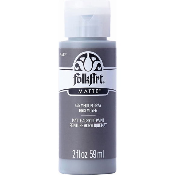Folkart Matte Acrylic Craft Paint, 2 fl. oz., Medium Gray