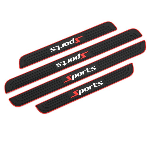 Door Sill Plate Protectors for Car Universal Door Entry Guards Sill Scuff Cover Panel Step Protector,Door Sill Plate Protectors for Car , Welcome Pedal Protector Cover, Black 4pcs/Set,Red White