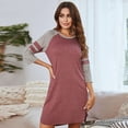 thumbnail image 4 of PENGXAING Pyjama pour Femmes Dames Nouveau Col Couleur Unie Grande Taille Pyjama Nuisette Été Maison Décontracté Pyjama pour Femmes, 4 of 7