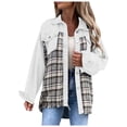 thumbnail image 1 of Pompotops Mode Femmes Décontracté Poches Imprimé Manches Longues Hauts Veste Manteau à Carreaux Liquidation, 1 of 8