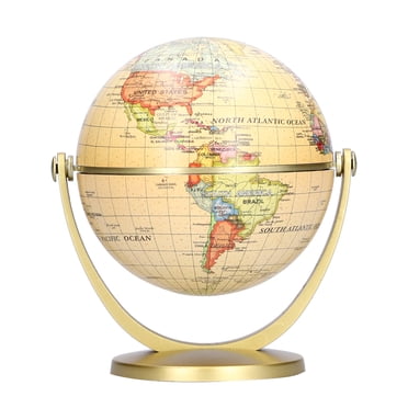 QIILU Mini World Map Globe English Edition Desktop Rotating Earth Geography Globe Teaching Tool,Globe,Home Decor