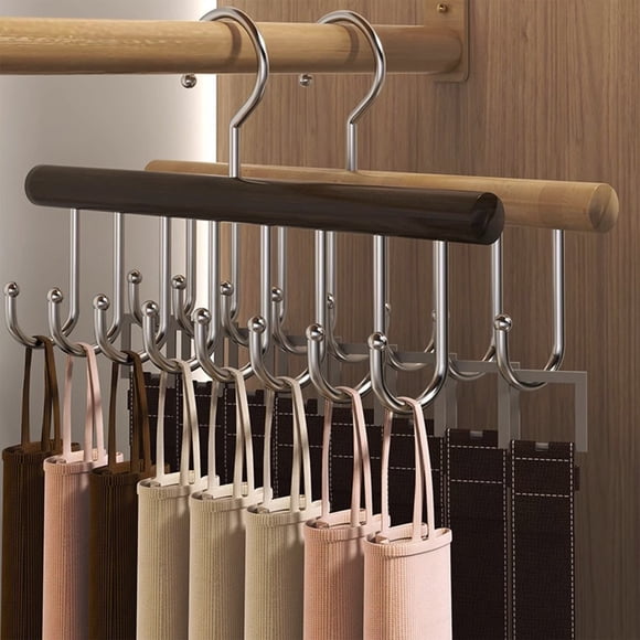 Cagogo under $5 2Pcs Belt Hanger, Belt Hanger for Closet Organizers,Storage Belt Rack with 8 Hooks,Multifunction Sturdy Wooden Hanger,Tie and Scarf Organizer Rack,Wall Mount Accessory Holder