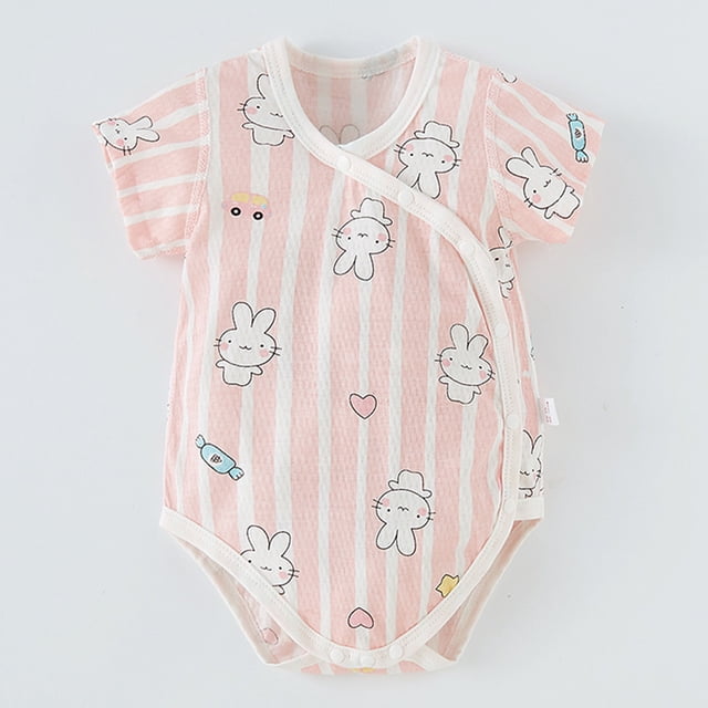 JDQJBZ Barboteuse à Manches Courtes Unisexe pour Bébé en Coton Imprimé Combinaison