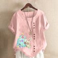 thumbnail image 4 of Birdeem Chemise Décontractée Oversize d'Été pour Femmes Col Rond Manches Courtes Imprimé Floral Ample, 4 of 5