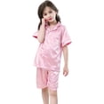 thumbnail image 3 of 2025 Girls Sleepwear & Robes Little Boy Cold Clothe Pajama Set Satin Silk Pajama Ki D Short Sleeve Robe Sleepwear 2 Piece Button Fleece Pajama Size 8 Down, 3 of 9