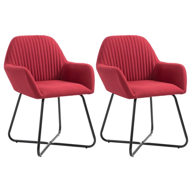 vidaXL Chaises de Salle à Manger 2 Pcs Tissu Rouge Vin